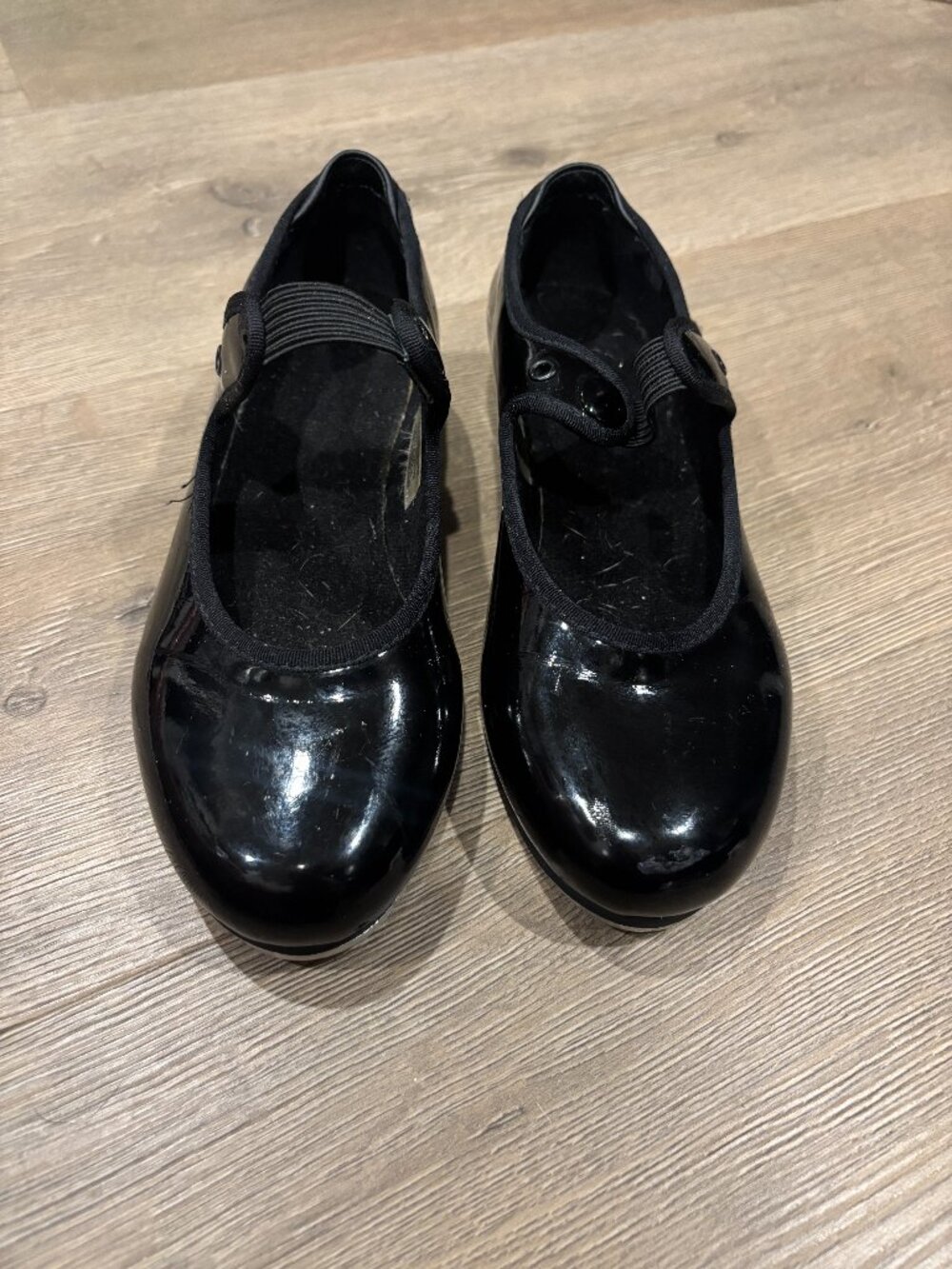 Bloch tap shoes kids size 13.5 M black patent leather dancewear tap shoe unisex